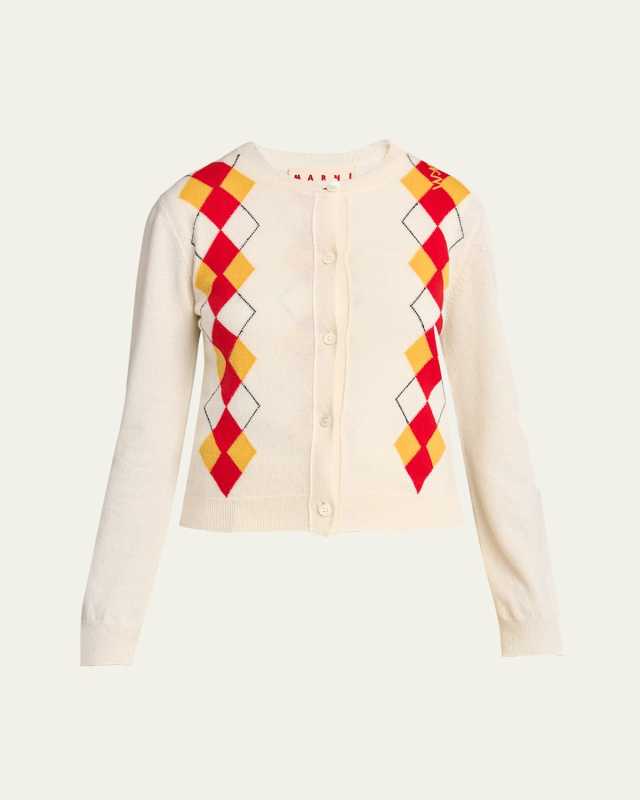 Argyle Wool Cardigan